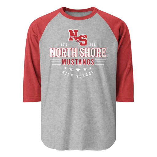 North Shore High School Mustangs Unisex 3/4 sleeve Raglan T-shirt 218