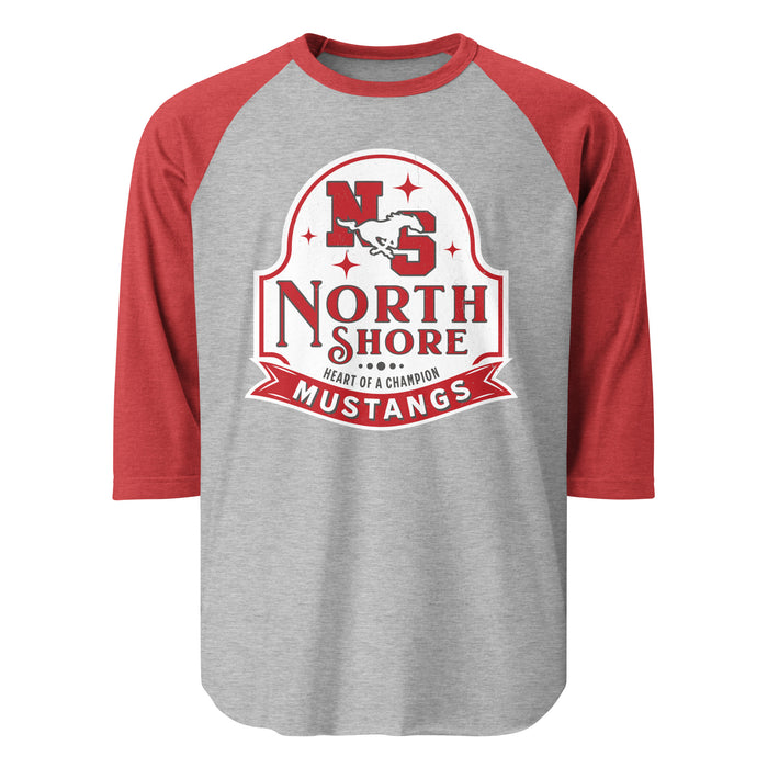 North Shore High School Mustangs Unisex 3/4 sleeve Raglan T-shirt 219