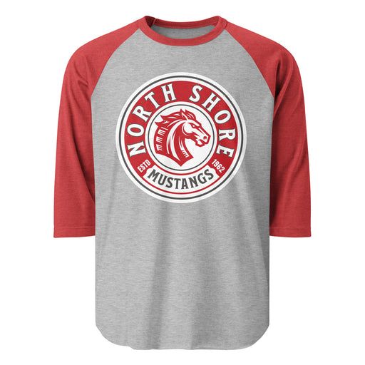 North Shore High School Mustangs Unisex 3/4 sleeve Raglan T-shirt 220