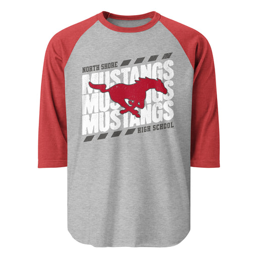 North Shore High School Mustangs Unisex 3/4 sleeve Raglan T-shirt 223