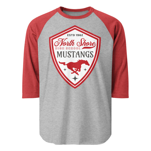 North Shore High School Mustangs Unisex 3/4 sleeve Raglan T-shirt 225