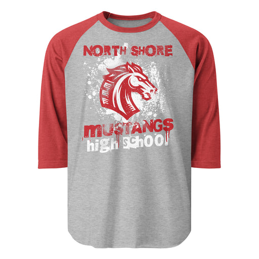 North Shore High School Mustangs Unisex 3/4 sleeve Raglan T-shirt 205