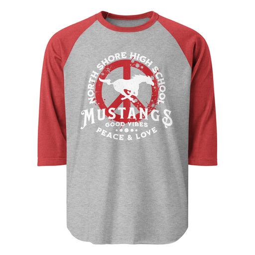 North Shore High School Mustangs Unisex 3/4 sleeve Raglan T-shirt 206