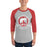 Man wearing Odessa High School Bronchos Unisex 3/4 Sleeve Raglan T-shirt 206