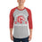 Man wearing Odessa High School Bronchos Unisex 3/4 Sleeve Raglan T-shirt 208