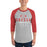 Man wearing Odessa High School Bronchos Unisex 3/4 Sleeve Raglan T-shirt 217