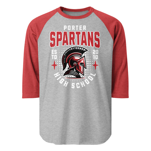 Porter High School Spartans Unisex 3/4 Sleeve Raglan T-shirt 204