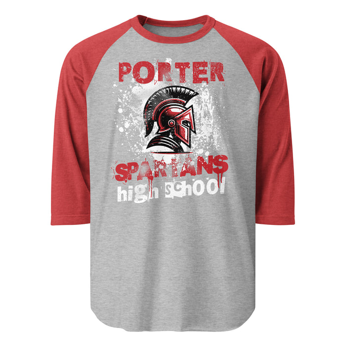 Porter High School Spartans Unisex 3/4 Sleeve Raglan T-shirt 205