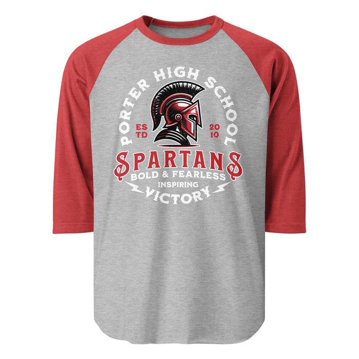 Porter High School Spartans Unisex 3/4 Sleeve Raglan T-shirt 206