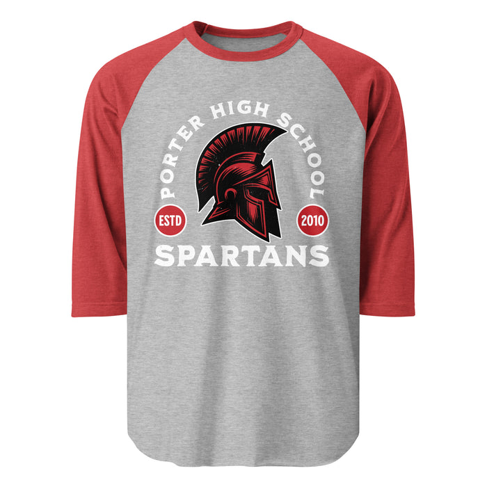 Porter High School Spartans Unisex 3/4 Sleeve Raglan T-shirt 208