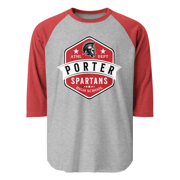 Porter High School Spartans Unisex 3/4 Sleeve Raglan T-shirt 209