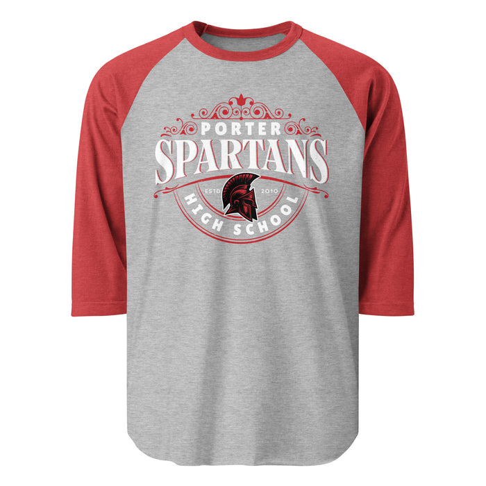 Porter High School Spartans Unisex 3/4 Sleeve Raglan T-shirt 211