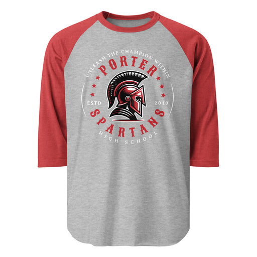 Porter High School Spartans Unisex 3/4 Sleeve Raglan T-shirt 214