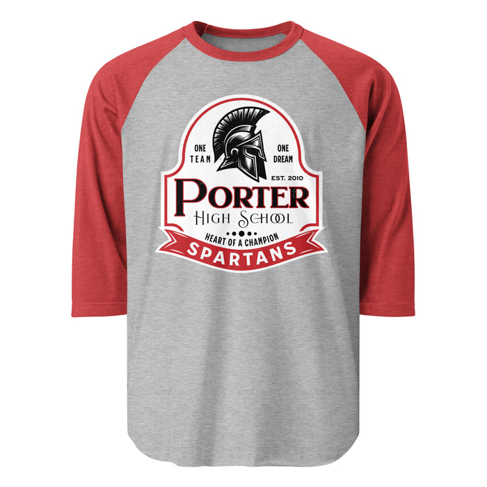 Porter High School Spartans Unisex 3/4 Sleeve Raglan T-shirt 219