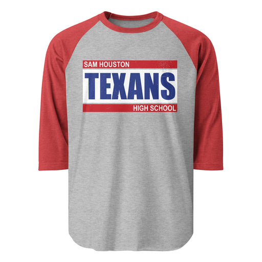 Sam Houston High School Texans Unisex 3/4 sleeve Raglan T-shirt 098