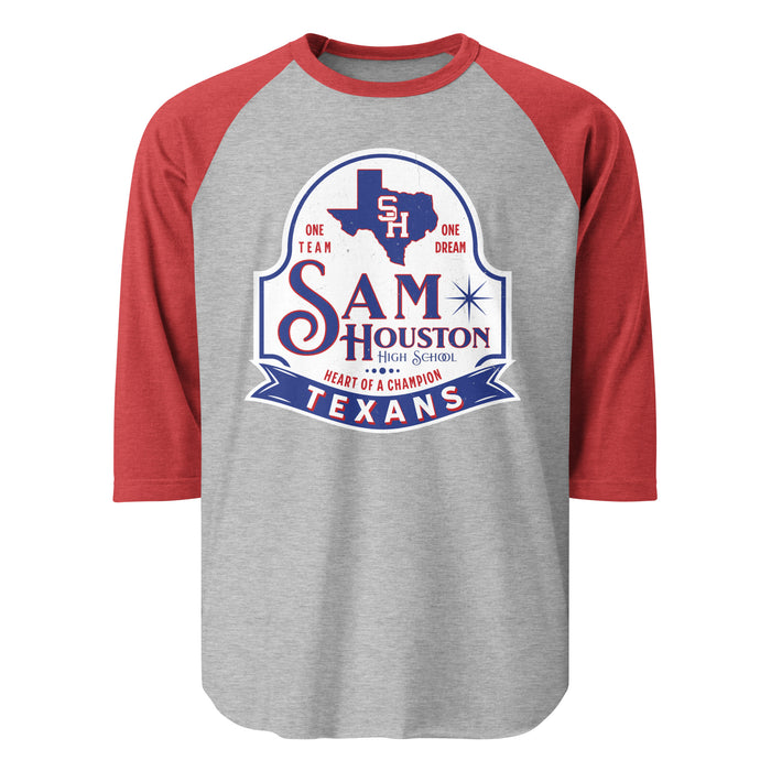 Sam Houston High School Texans Unisex 3/4 sleeve Raglan T-shirt 219