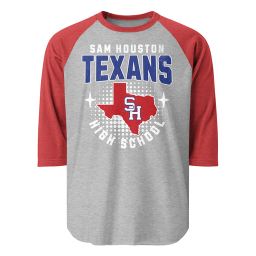 Sam Houston High School Texans Unisex 3/4 sleeve Raglan T-shirt 204