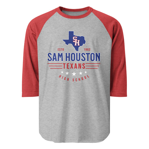 Sam Houston High School Texans Unisex 3/4 sleeve Raglan T-shirt 217