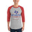 Man wearing Sam Houston High School Texans Unisex 3/4 sleeve Raglan T-shirt 217