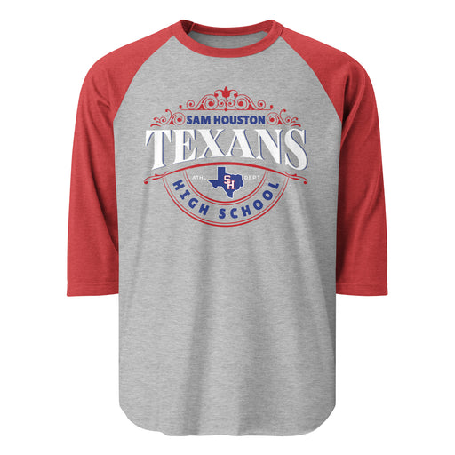 Sam Houston High School Texans Unisex 3/4 sleeve Raglan T-shirt 211