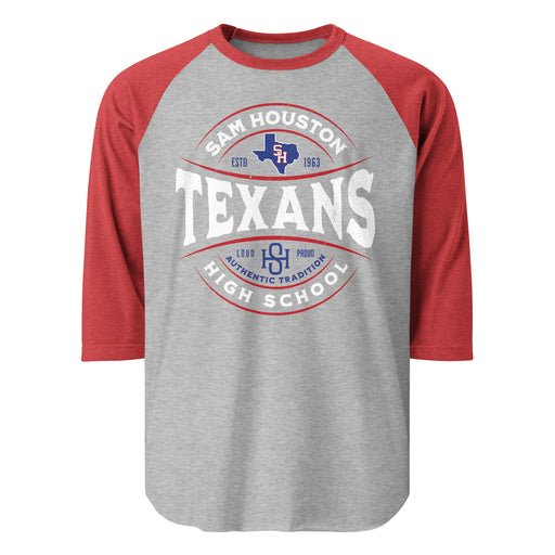 Sam Houston High School Texans Unisex 3/4 sleeve Raglan T-shirt 218