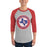 Man wearing Sam Houston High School Texans Unisex 3/4 sleeve Raglan T-shirt 216