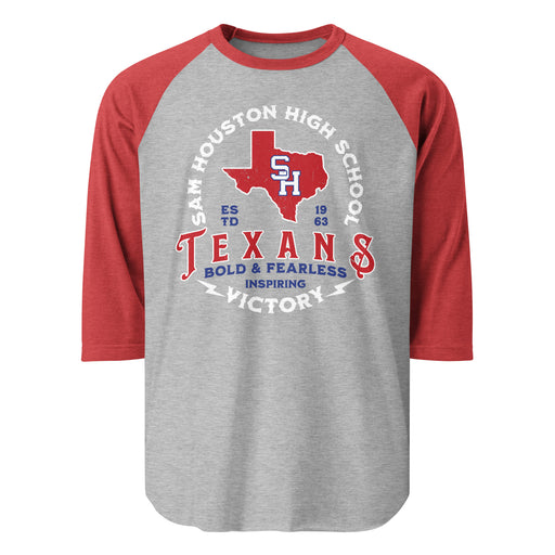 Sam Houston High School Texans Unisex 3/4 sleeve Raglan T-shirt 206