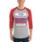 Man wearing Sam Houston High School Texans Unisex 3/4 sleeve Raglan T-shirt 001