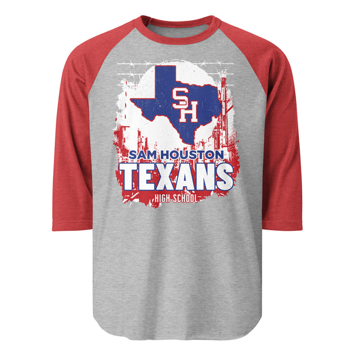 Sam Houston High School Texans Unisex 3/4 sleeve Raglan T-shirt 202