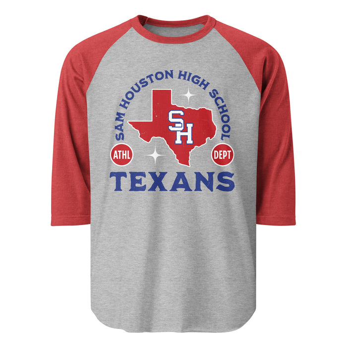 Sam Houston High School Texans Unisex 3/4 sleeve Raglan T-shirt 208