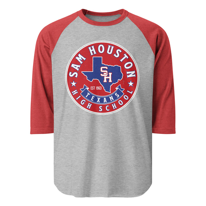 Sam Houston High School Texans Unisex 3/4 sleeve Raglan T-shirt 215