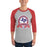 Man wearing Sam Houston High School Texans Unisex 3/4 sleeve Raglan T-shirt 212