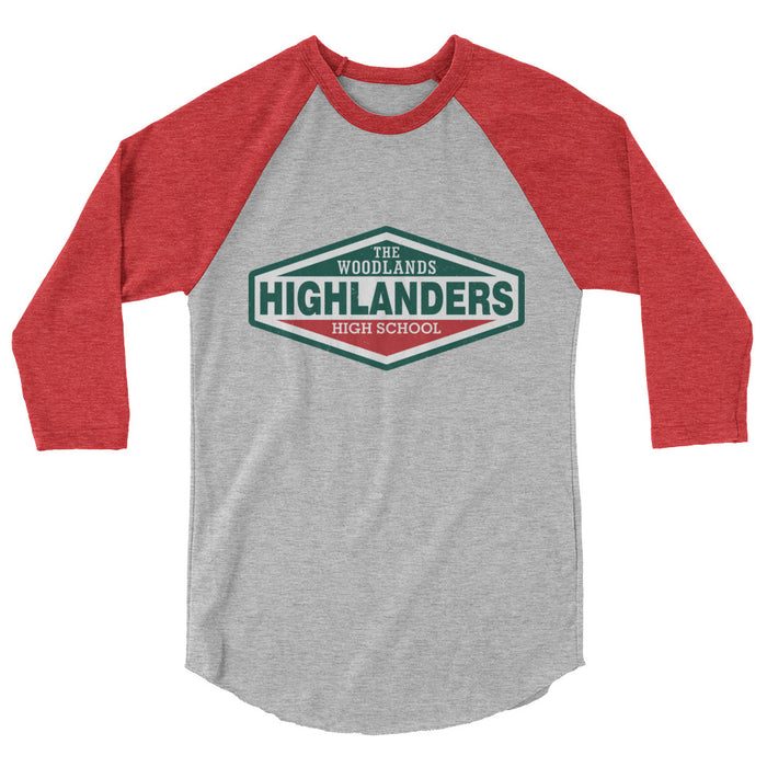 The Woodlands High School Highlanders Unisex 3/4 sleeve Raglan T-shirt 009