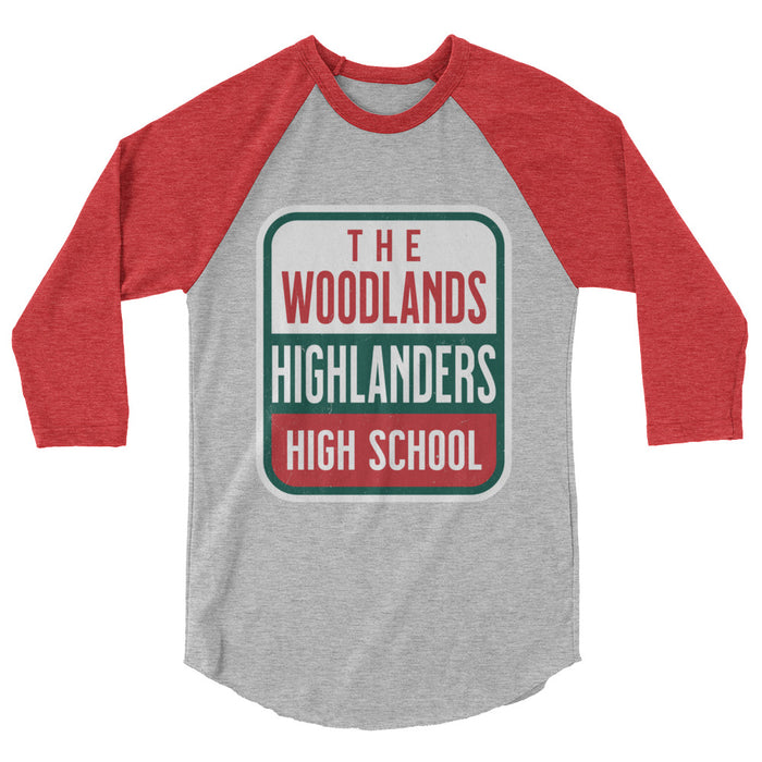 The Woodlands High School Highlanders Unisex 3/4 sleeve Raglan T-shirt 001