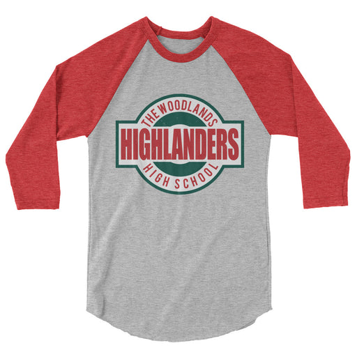 The Woodlands High School Highlanders Unisex 3/4 sleeve Raglan T-shirt 011