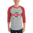 Man wearing The Woodlands High School Highlanders Unisex 3/4 sleeve Raglan T-shirt 011