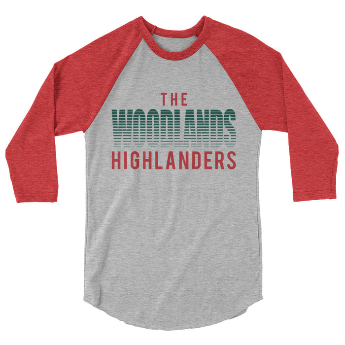 The Woodlands High School Highlanders Unisex 3/4 sleeve Raglan T-shirt 024