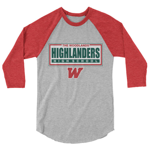 The Woodlands High School Highlanders Unisex 3/4 sleeve Raglan T-shirt 049