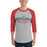 Man wearing The Woodlands High School Highlanders Unisex 3/4 sleeve Raglan T-shirt 021