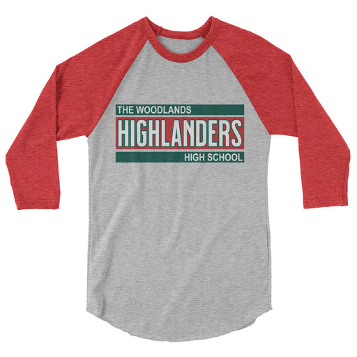 The Woodlands High School Highlanders Unisex 3/4 sleeve Raglan T-shirt 098