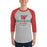 Man wearing The Woodlands High School Highlanders Unisex 3/4 sleeve Raglan T-shirt 216