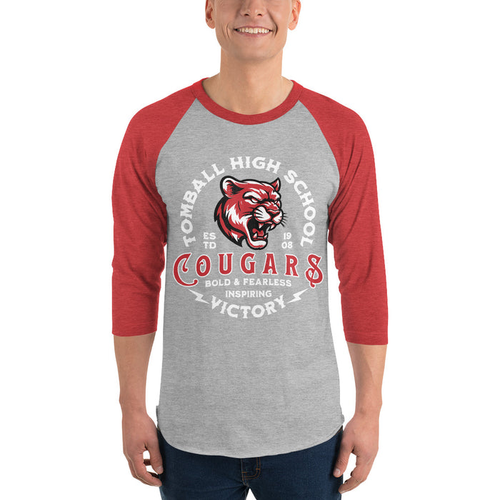 Tomball High School Cougars Unisex 3/4 sleeve Raglan T-shirt 206