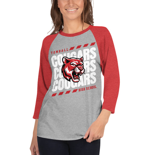 Tomball High School Cougars Unisex 3/4 sleeve Raglan T-shirt 223