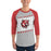 Man wearing Tomball High School Cougars Unisex 3/4 sleeve Raglan T-shirt 223