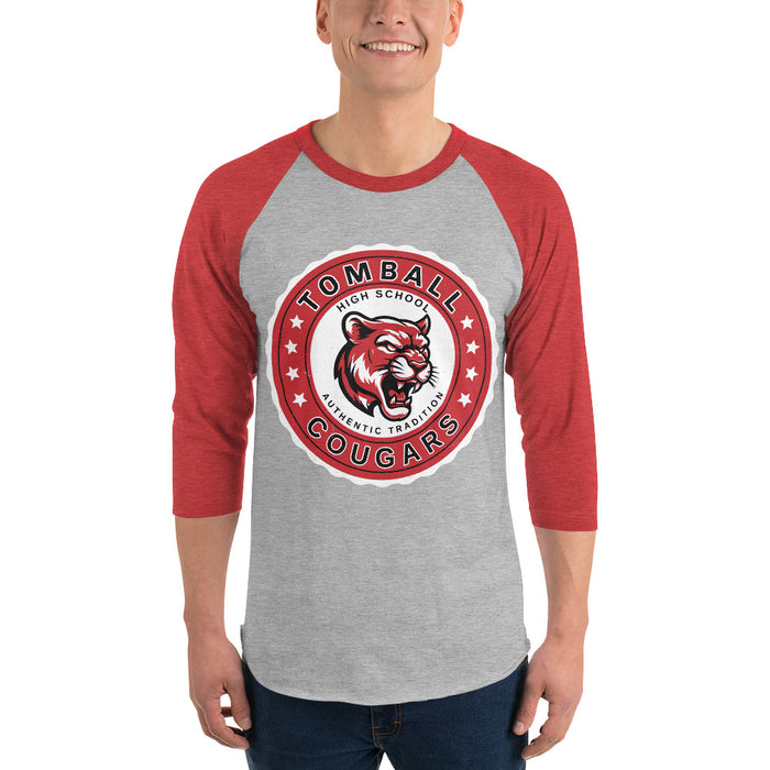 Tomball High School Cougars Unisex 3/4 sleeve Raglan T-shirt 216