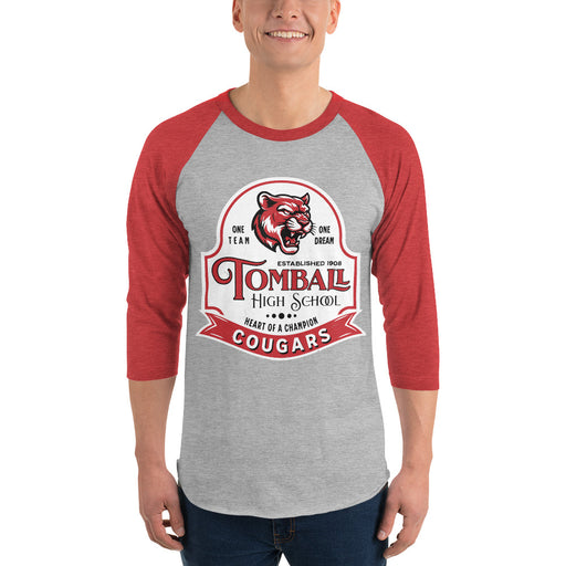 Tomball High School Cougars Unisex 3/4 sleeve Raglan T-shirt 219