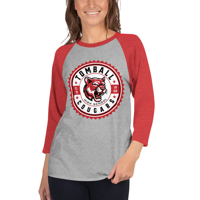 Tomball High School Cougars Unisex 3/4 sleeve Raglan T-shirt 203