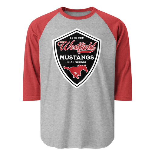 Westfield High School Mustangs Unisex 3/4 sleeve Raglan T-shirt 225