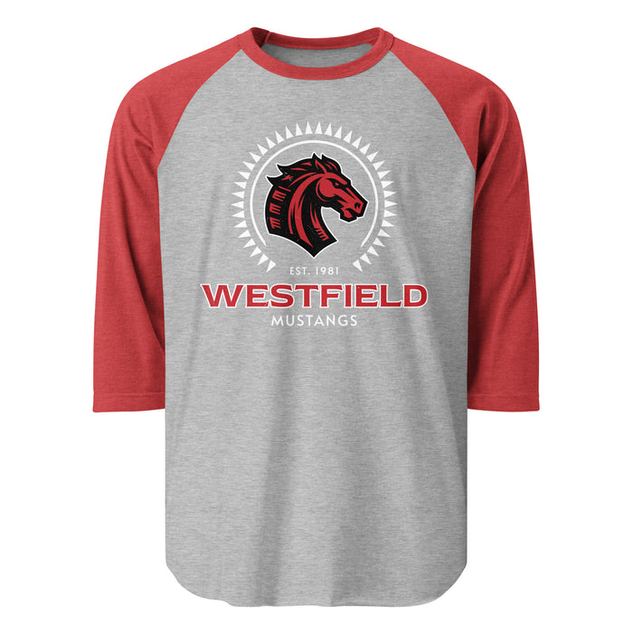 Westfield High School Mustangs Unisex 3/4 sleeve Raglan T-shirt 226