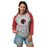 Woman wearing Westfield High School Mustangs Unisex 3/4 sleeve Raglan T-shirt 226